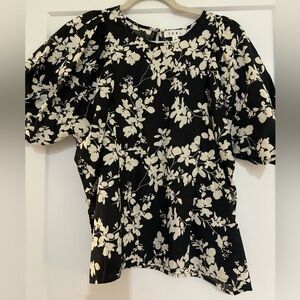THML black cotton floral top, L